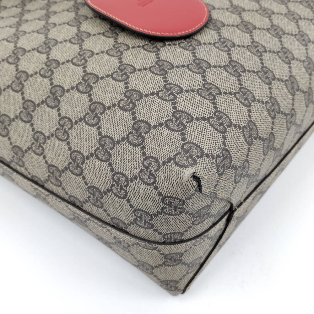 GUCCI Reversible Tote Bag GG Supreme Red Beige - Picture 4 of 9